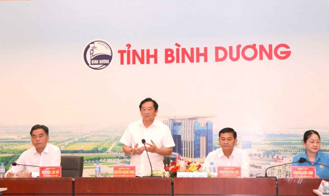 Đồng chí Nguyễn Hoàng Thao, Phó Bí thư Thường trực Tỉnh ủy phát biểu tại hội nghị.